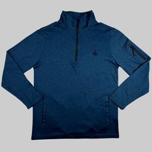 Rugby University‎ Men's 1/4 Zip Pullover Extreme Stretch Marled Blue Shirt Small